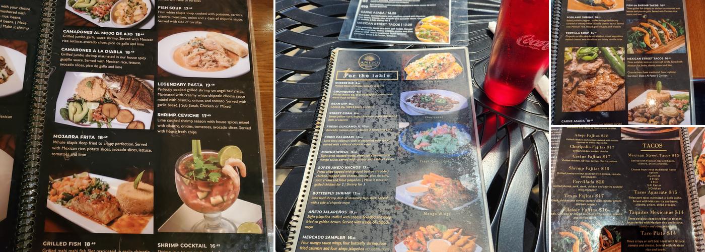 Anejo Modern Mexican Cuisine Menu