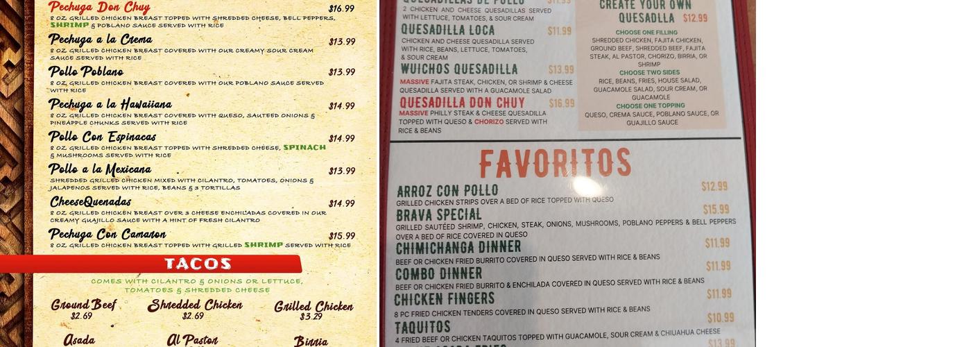 Don Chuy’s Mexican Grill & Bar Menu