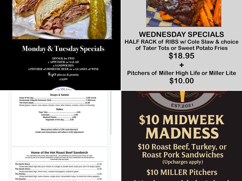 The point tavern Menu