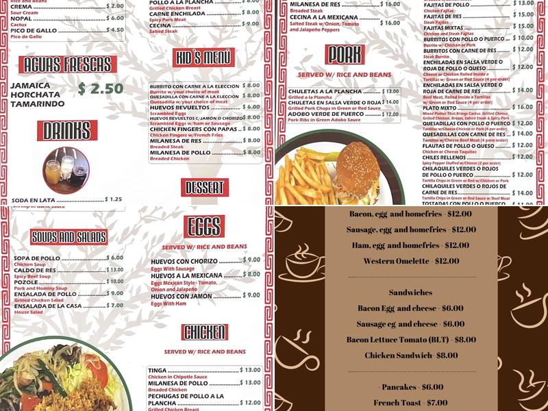 Los Cazahuates Restaurant Menu