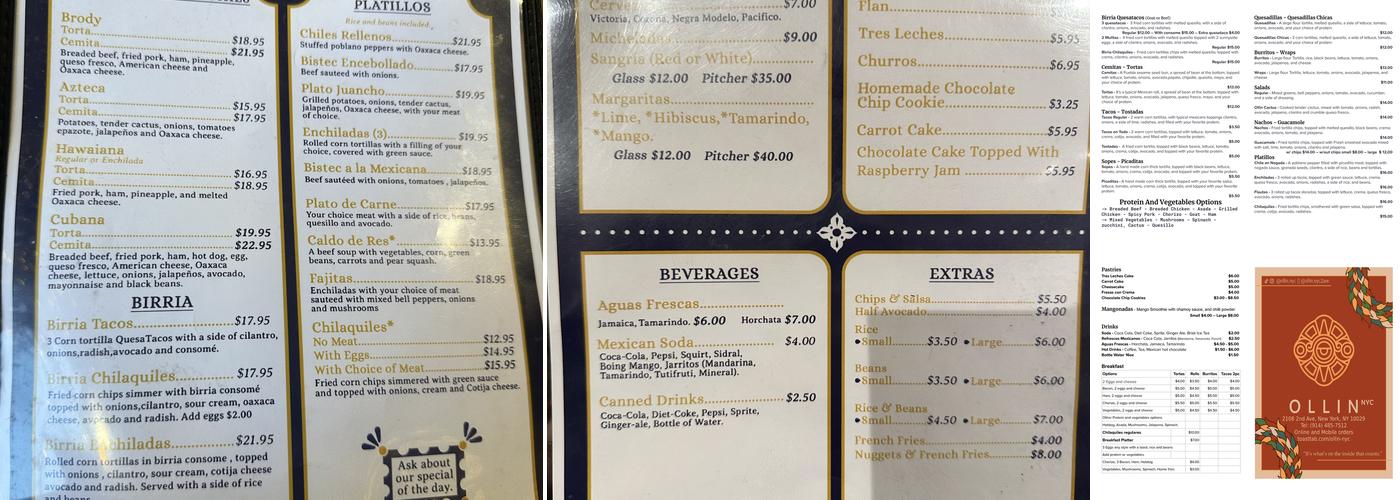 Ollin 2 - 2nd Ave Menu