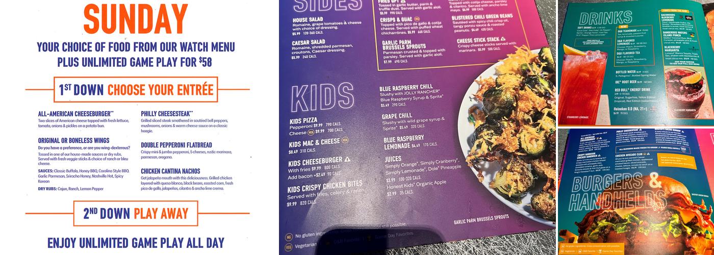 Dave & Buster's Brooklyn Menu