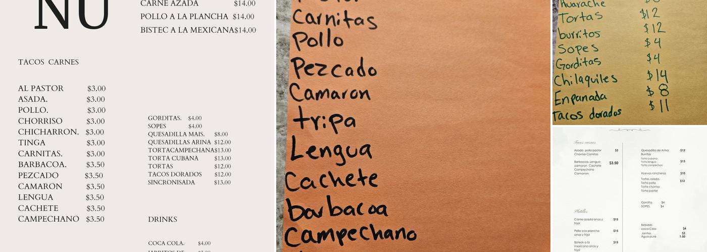 Taqueria Los Canarios Menu