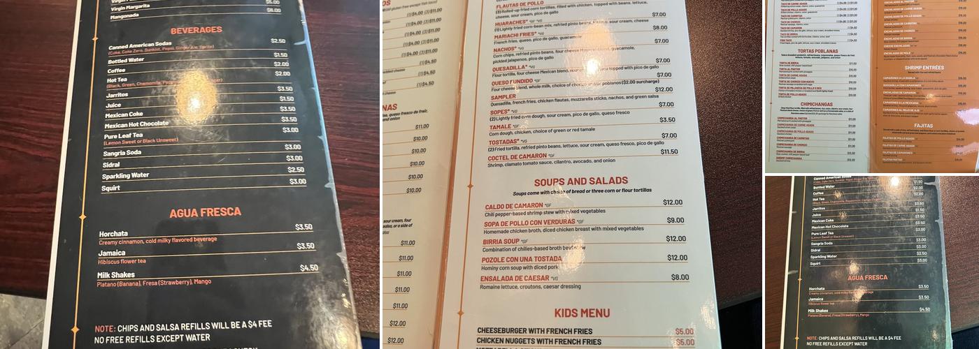 Casa Mariachi Menu