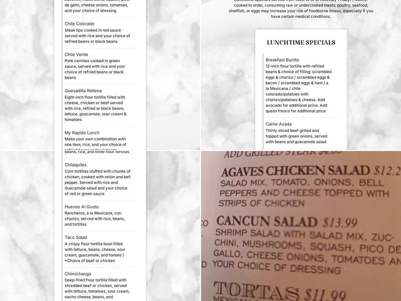 Agaves Cantina Menu