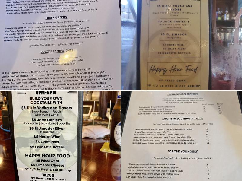 SoCo Grille Menu