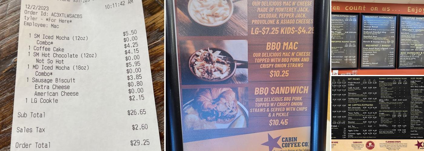 Cabin Coffee Co Menu