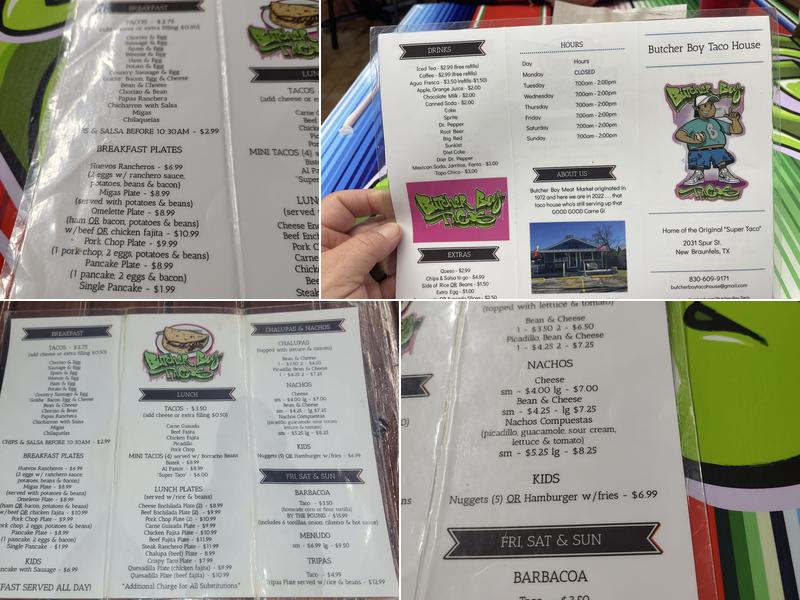 Butcher Boy Taco House Menu