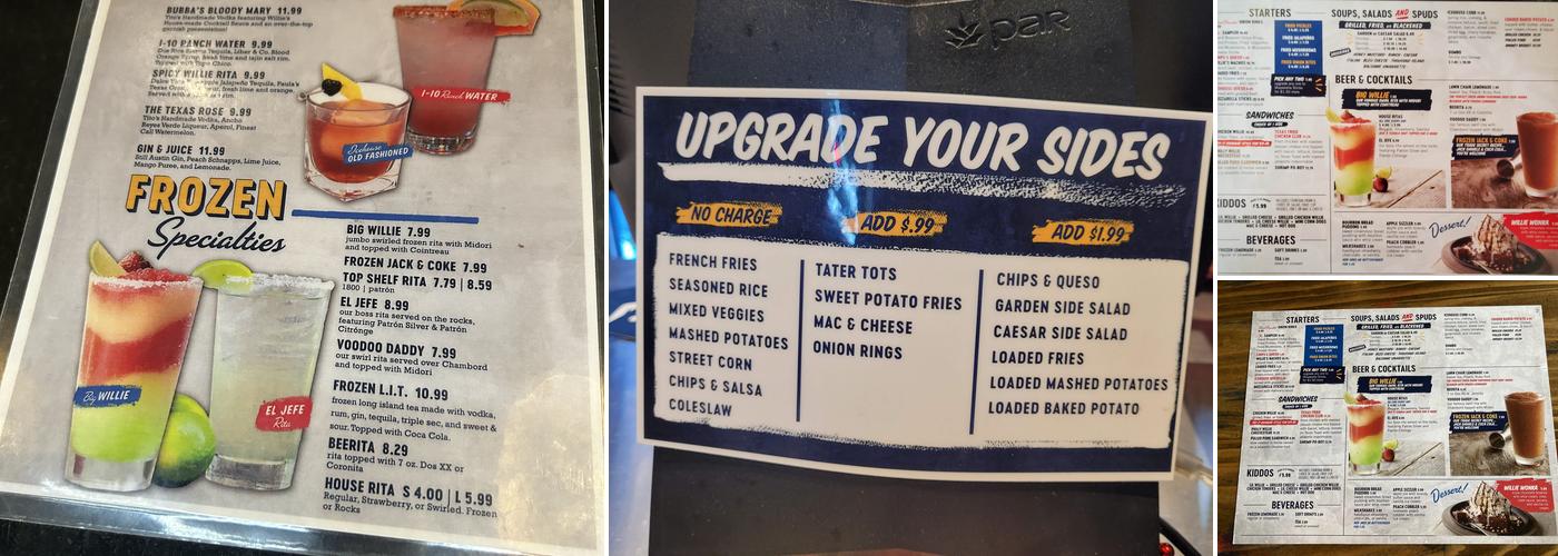 Willie's Grill & Icehouse Menu