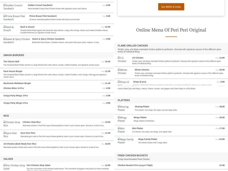 Peri Peri Original Menu