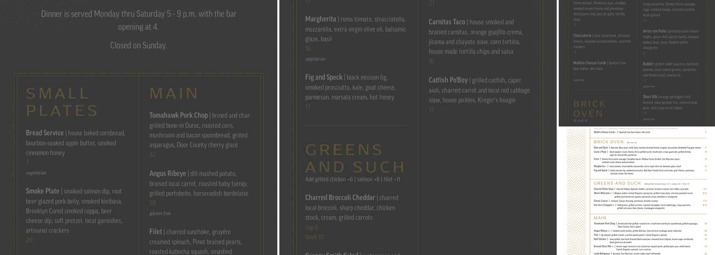 Van Acre Menu