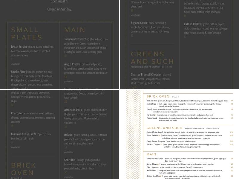Van Acre Menu