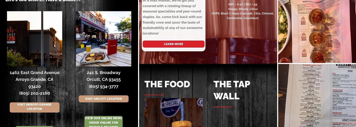 Blast 825 Brewery Menu