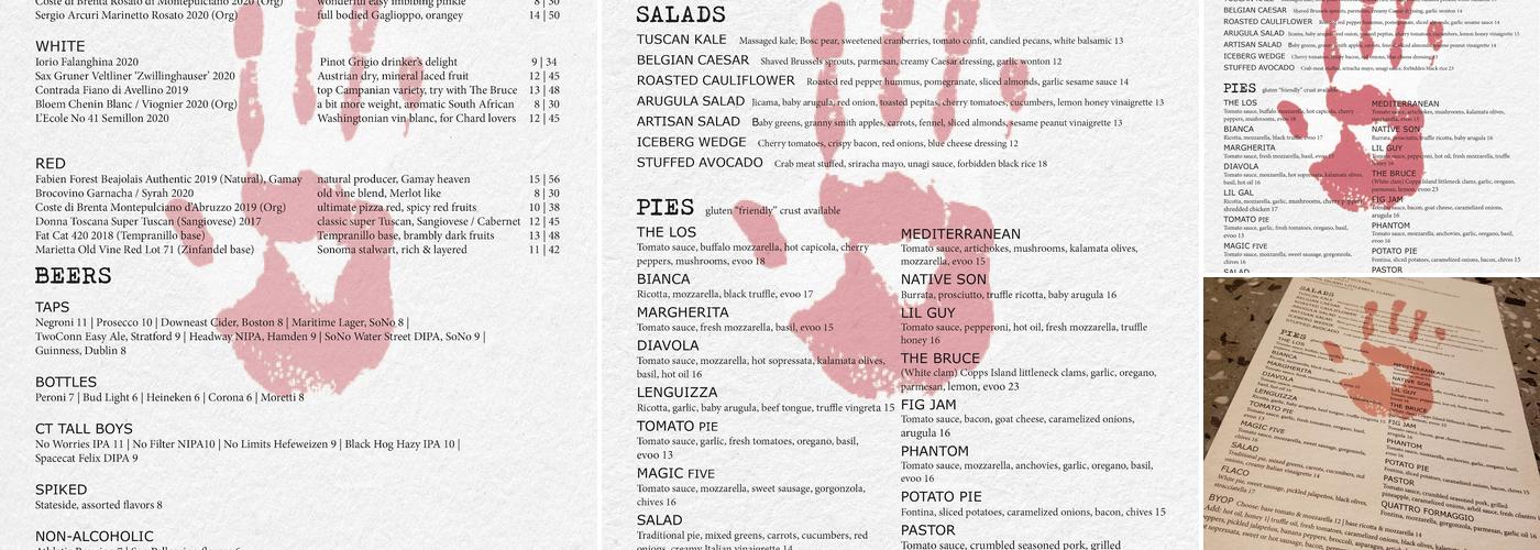 Magic 5 Pie Co. Menu