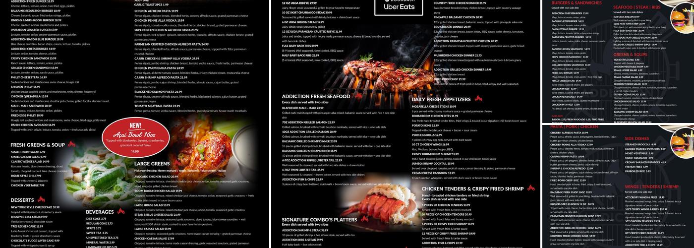 Addiction Kitchen Menu