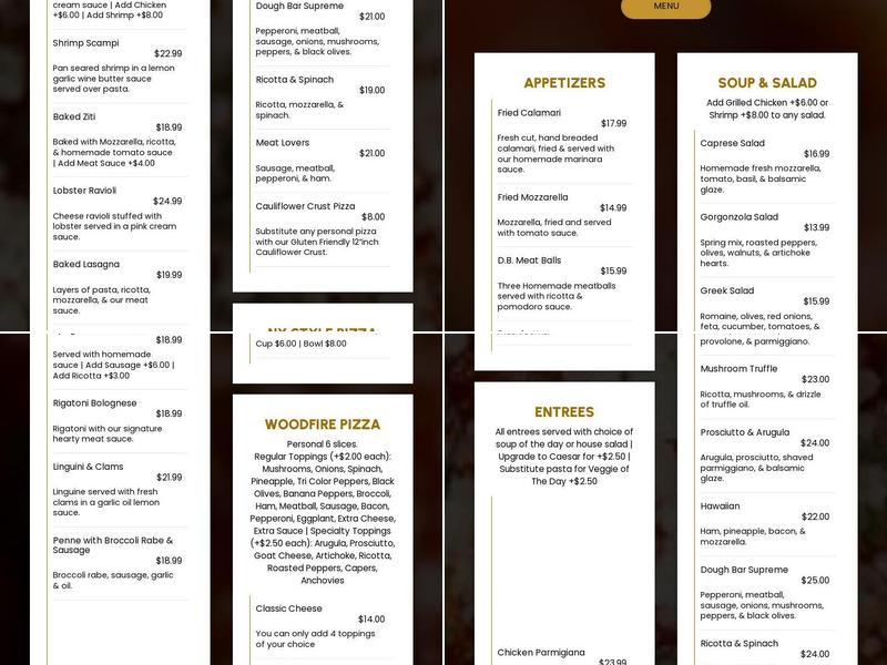 Dough Bar Restaurant Menu