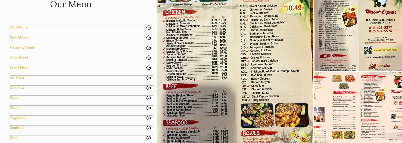 Takeout express Menu