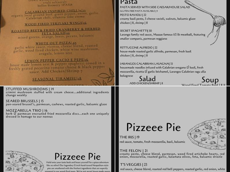 Malvagio's Italian Trattoria Menu