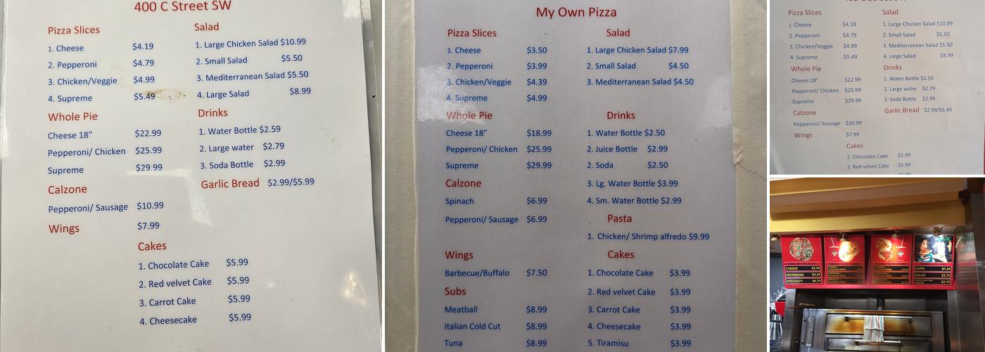 My Own Pizza Menu