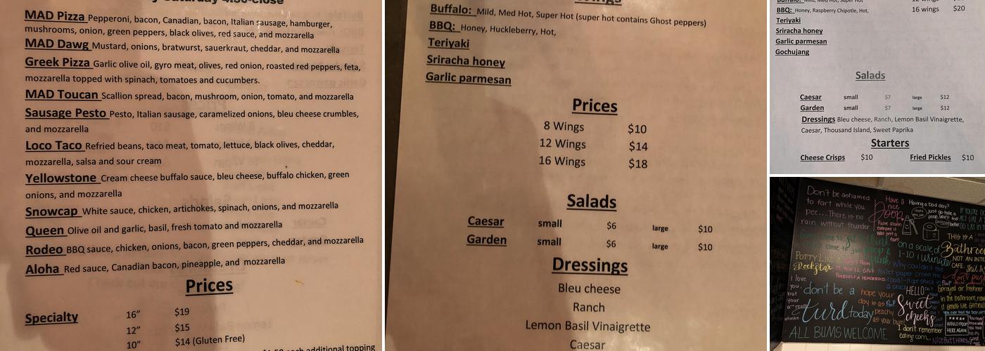 M.A.D. Pizza Menu