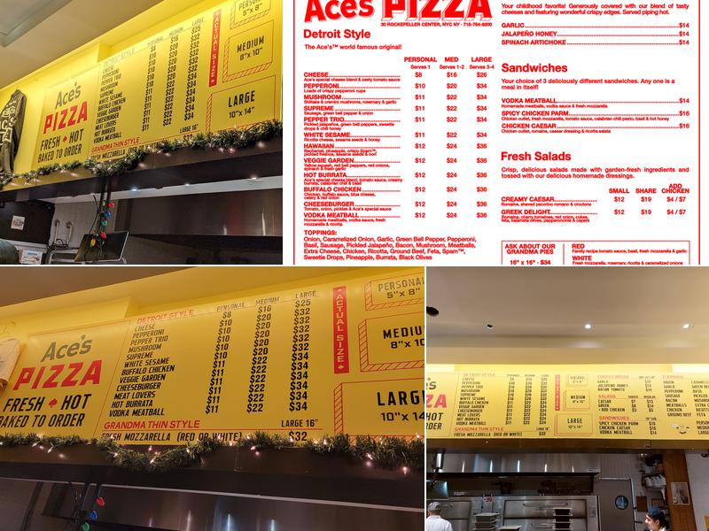 Ace's Pizza Menu