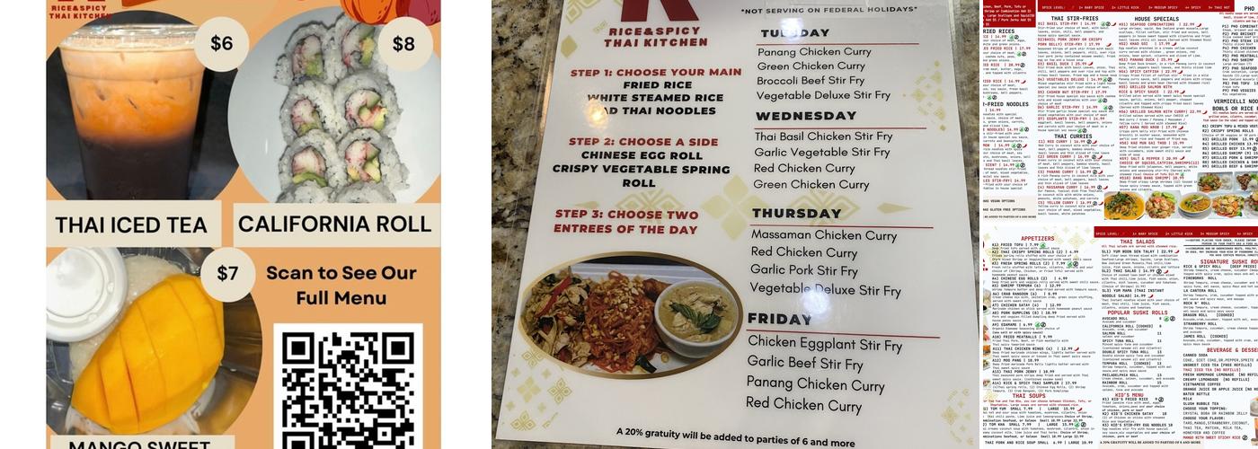Rice & Spicy Thai Kitchen Menu