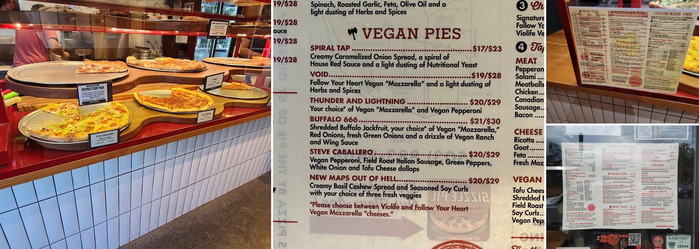 Sizzle Pie Menu