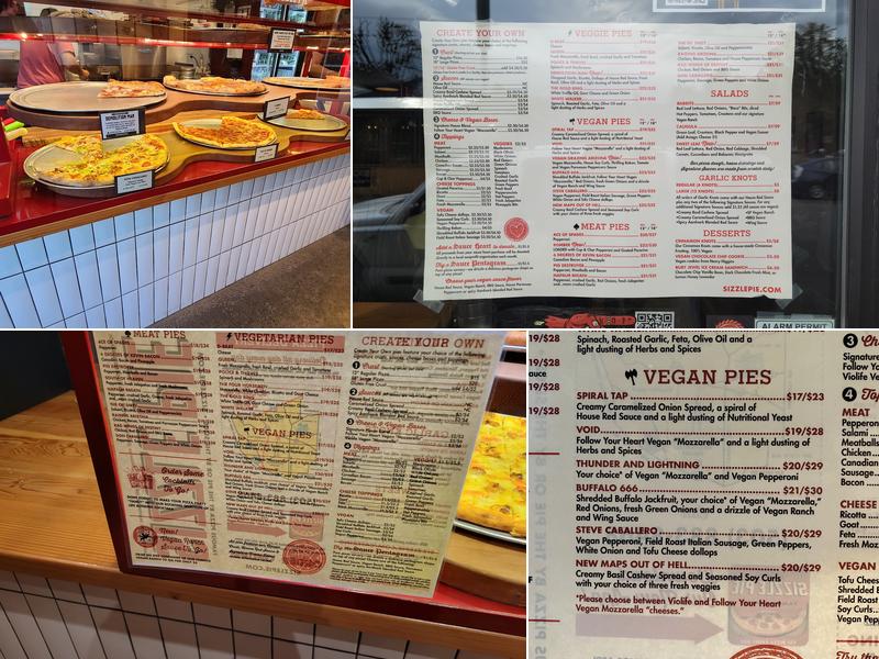 Sizzle Pie Menu