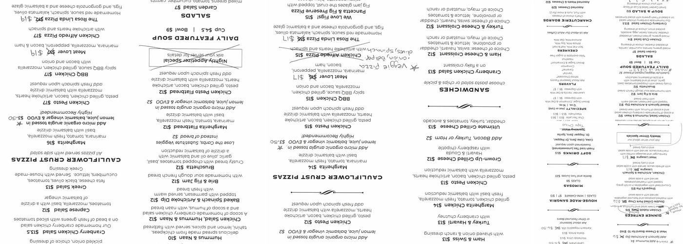 Devine Wine Bar Menu