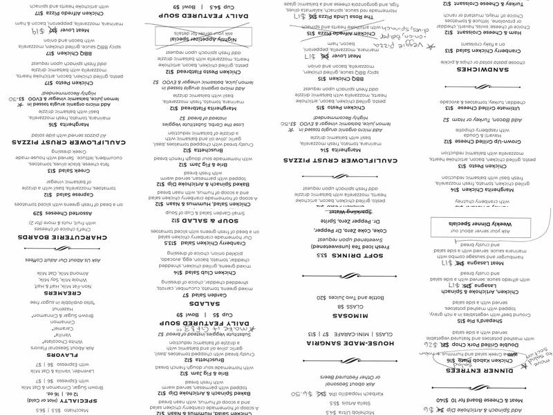 Devine Wine Bar Menu