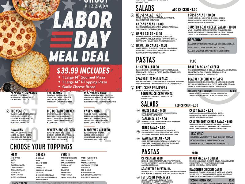 Crust Pizza Co. - Gosling Pines Menu