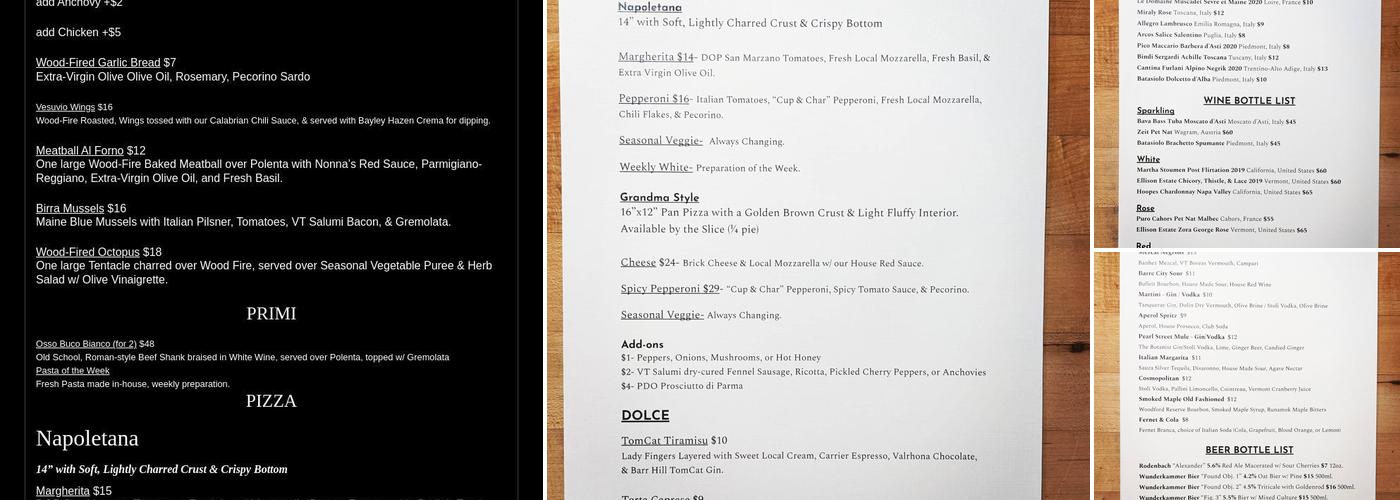 Pearl Street Pizza Menu