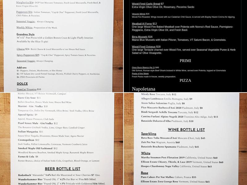 Pearl Street Pizza Menu