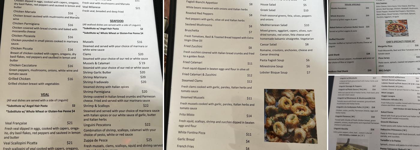 Pines of Florence Menu