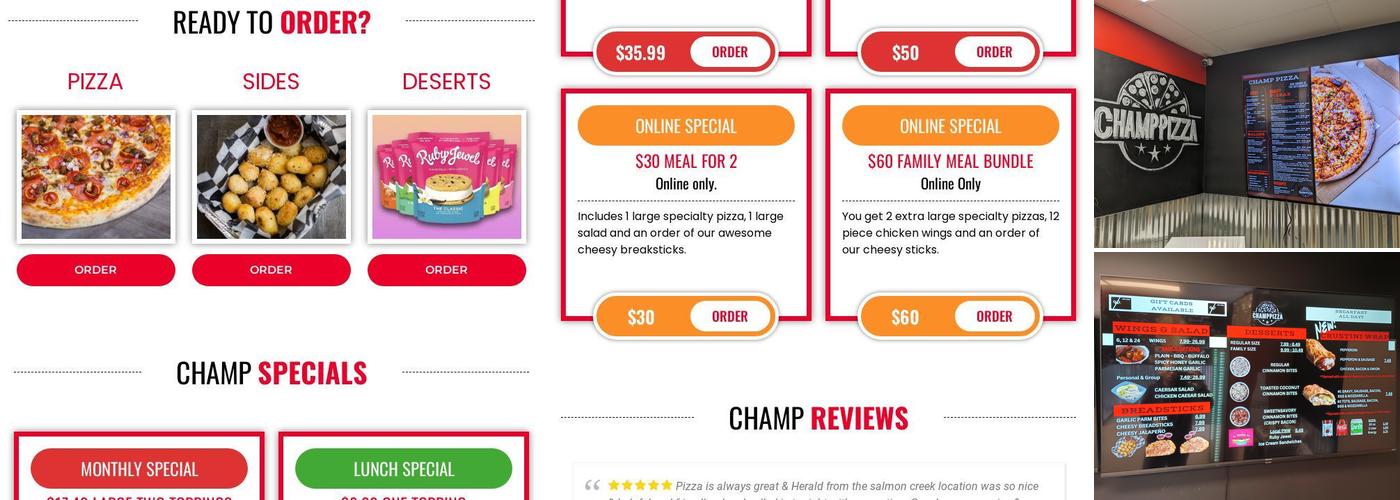 Champ Pizza Menu