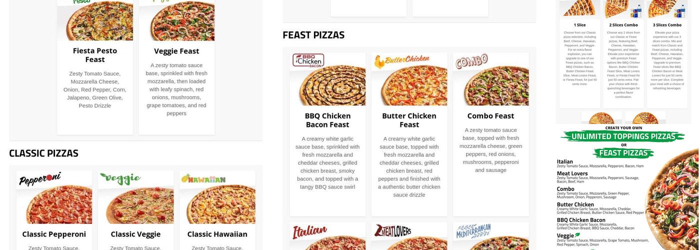 Freshslice Pizza Menu