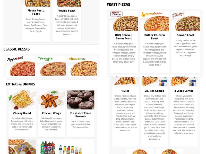 Freshslice Pizza Menu