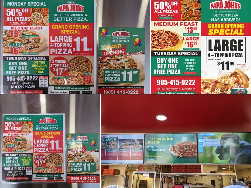 Papa John's Pizza Menu