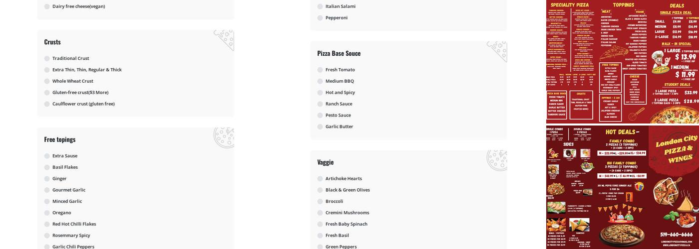 London City Pizza & Wings Menu