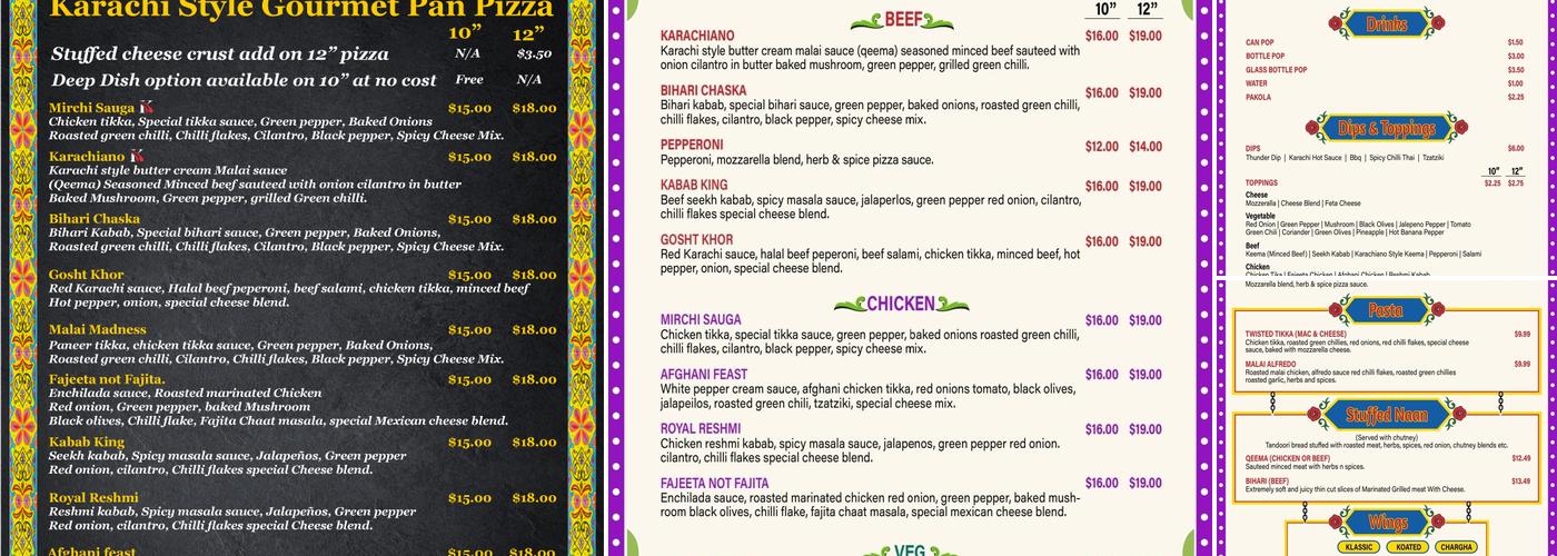 Pizza Karachi Menu