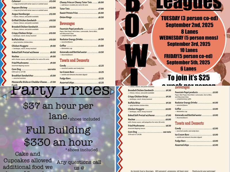 PINZ Menu