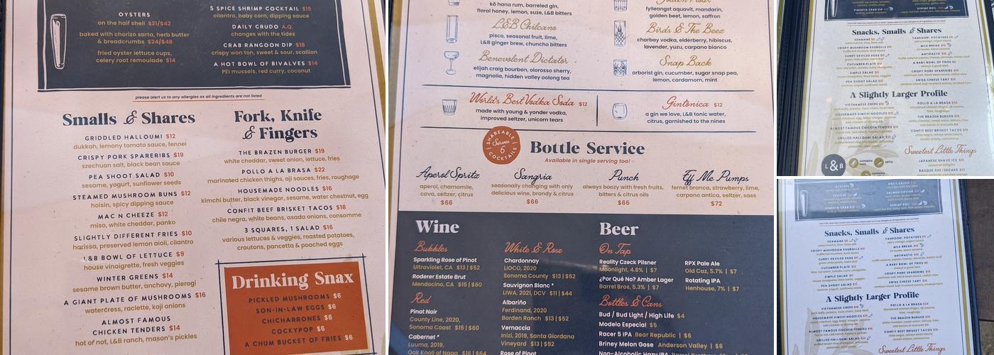 Lo & Behold Bar + Kitchen Menu