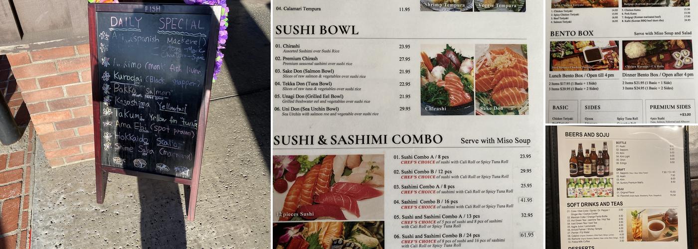 Sushiya Menu