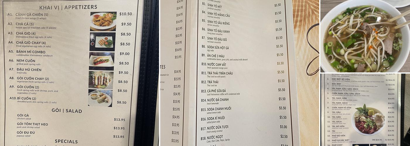 Pho Saigon Restaurant Menu