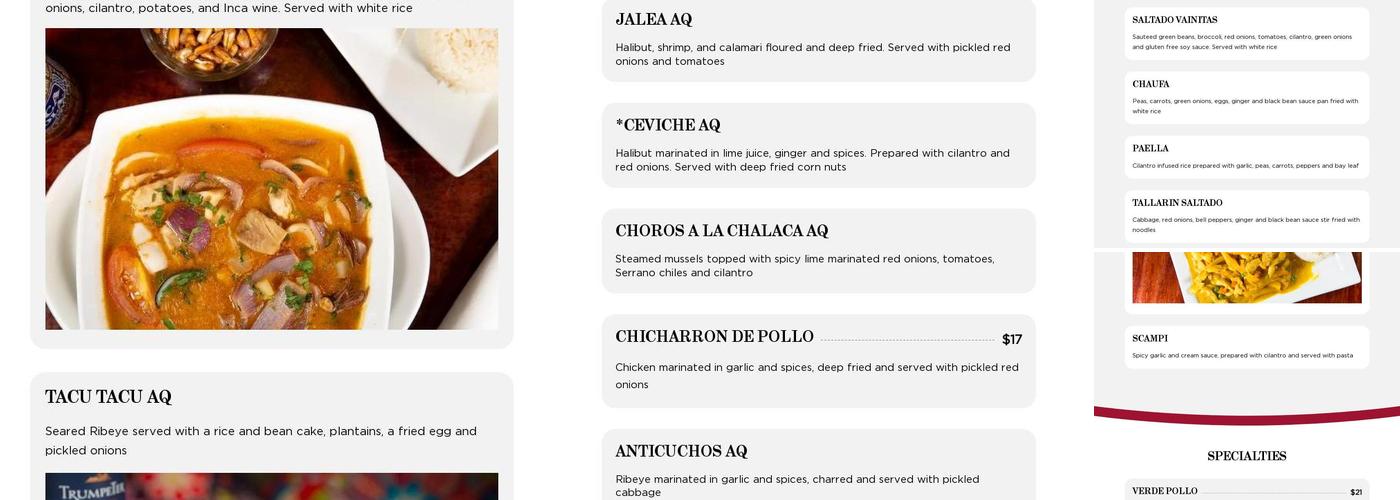 Inka Mama's San Clemente Menu