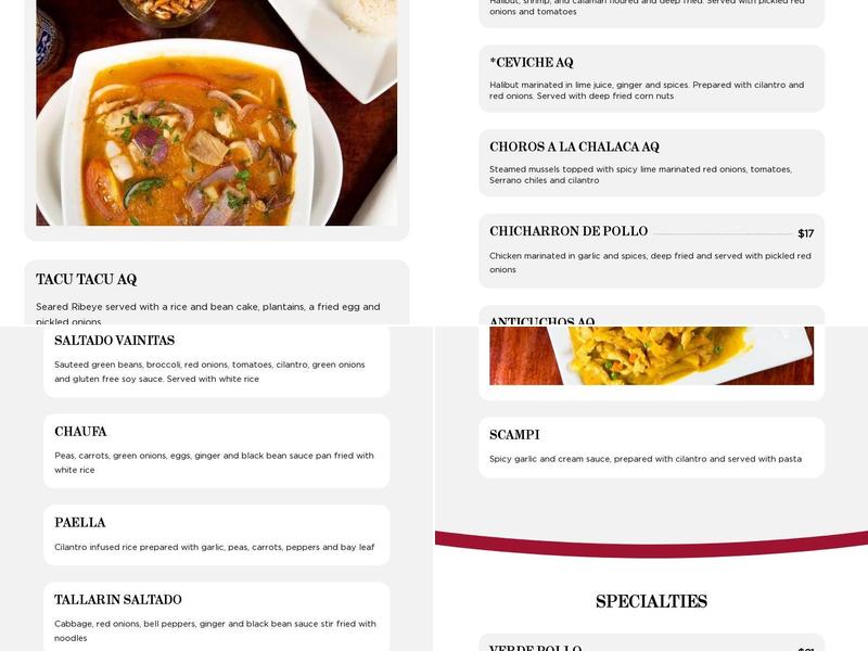 Inka Mama's San Clemente Menu