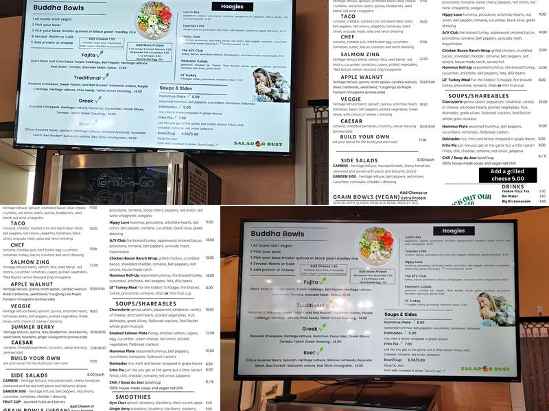 Salad or Bust Downtown Menu