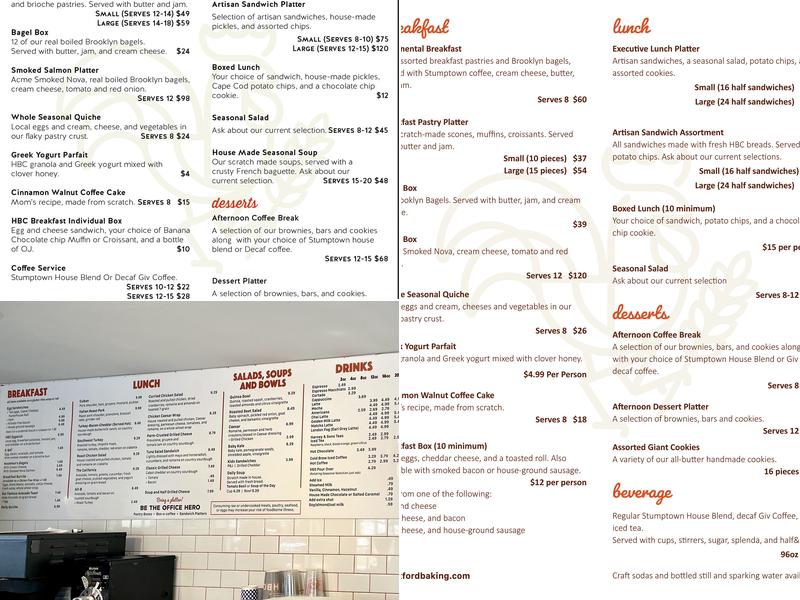 Hartford Baking Co. Menu