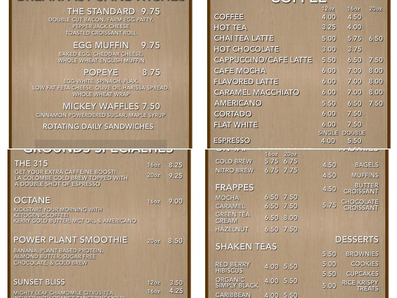 Grounds Menu