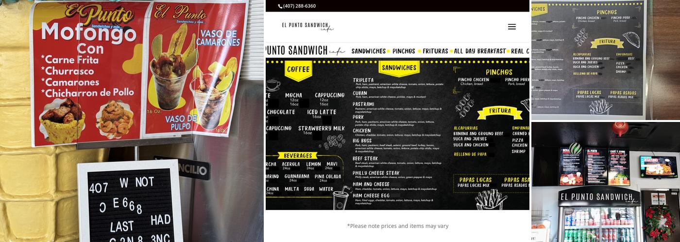 El Punto Sandwich Cafe Menu